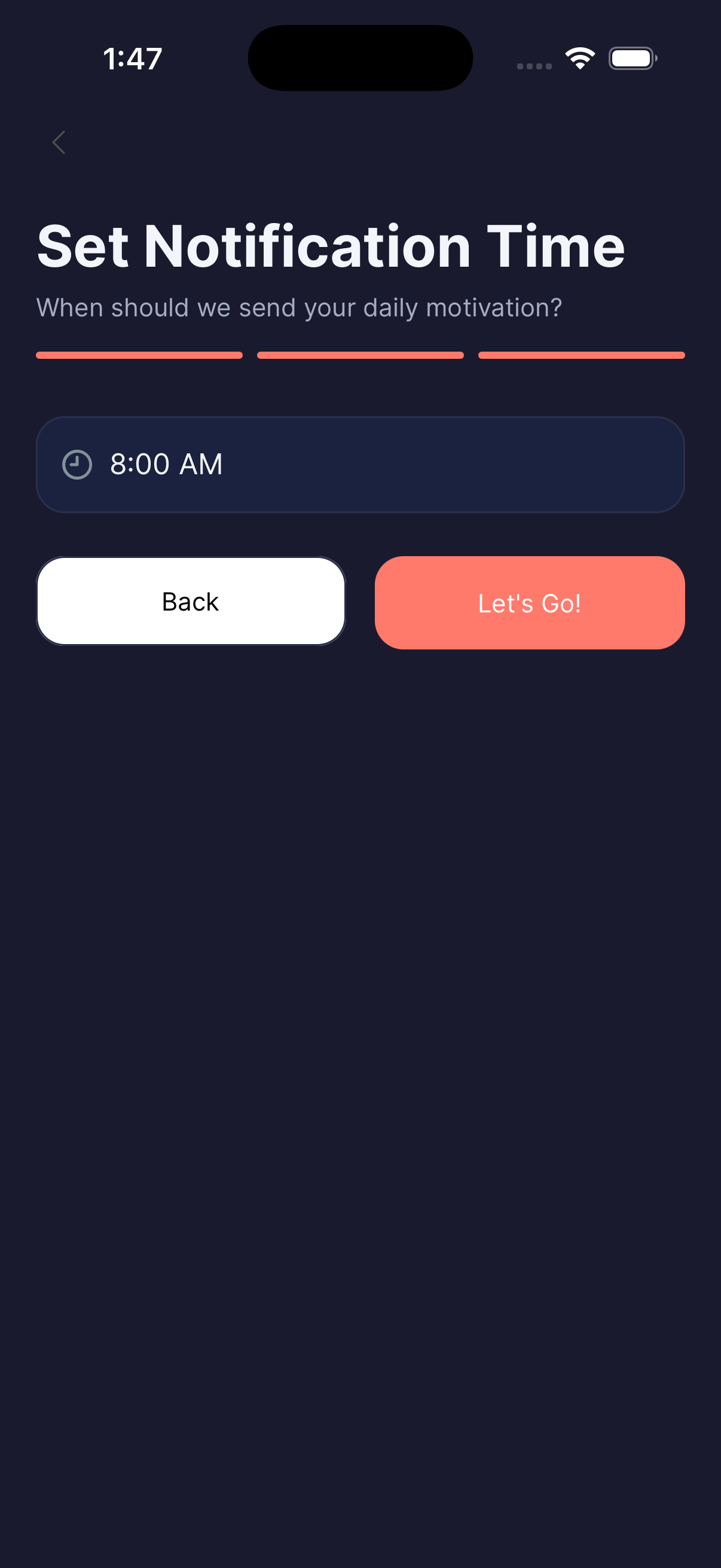 Set reminder time screen